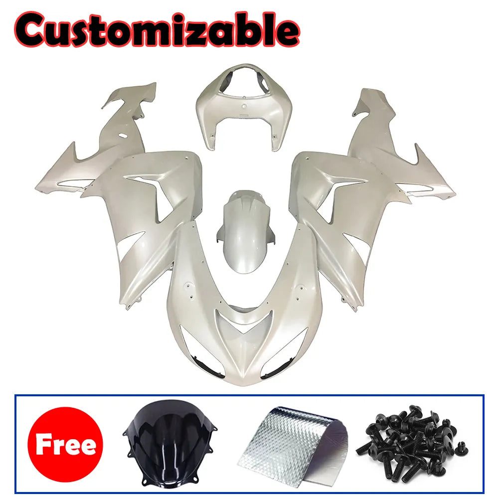 Kawasaki ZX-10R 2006-2007 Pearl White full fairing kit with accessories without logos