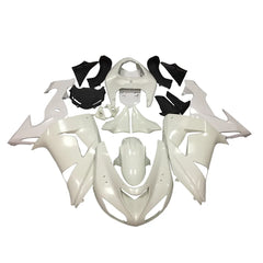 Kawasaki ZX-10R 2006-2007 Plain White Style A full fairing kit component layout without logos