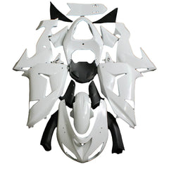 Kawasaki ZX-10R 2006-2007 Plain White Style B full fairing kit component layout without logos