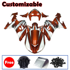 Kawasaki ZX-10R 2006-2007 Orange Silver White full fairing kit with accessories without logos