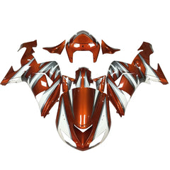 Kawasaki ZX-10R 2006-2007 Orange Silver White tail fairing side panel without logos-image 1