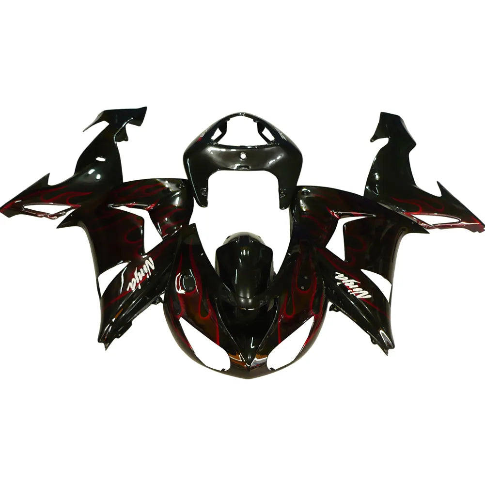 Kawasaki ZX-10R 2006-2007 Red Flame Style A tail fairing side panel without logos-image 1