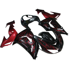 Kawasaki ZX-10R 2006-2007 Red Flame Style B tail fairing side panel without logos-image 2