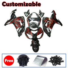 Kawasaki ZX-10R 2006-2007 Red Flame Style C full fairing kit with accessories without logos