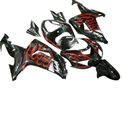 Kawasaki ZX-10R 2006-2007 Red Flame Style C tail fairing side panel without logos-image 2