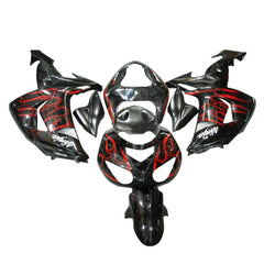 Kawasaki ZX-10R 2006-2007 Red Flame Style C tail fairing side panel without logos-image 1