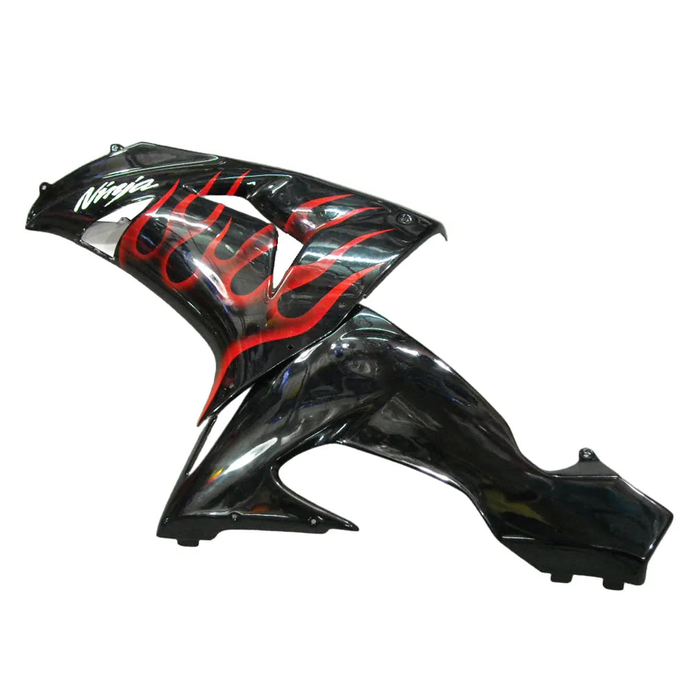 Kawasaki ZX-10R 2006-2007 Red Flame Style C lower side fairing panel without logos-image 1
