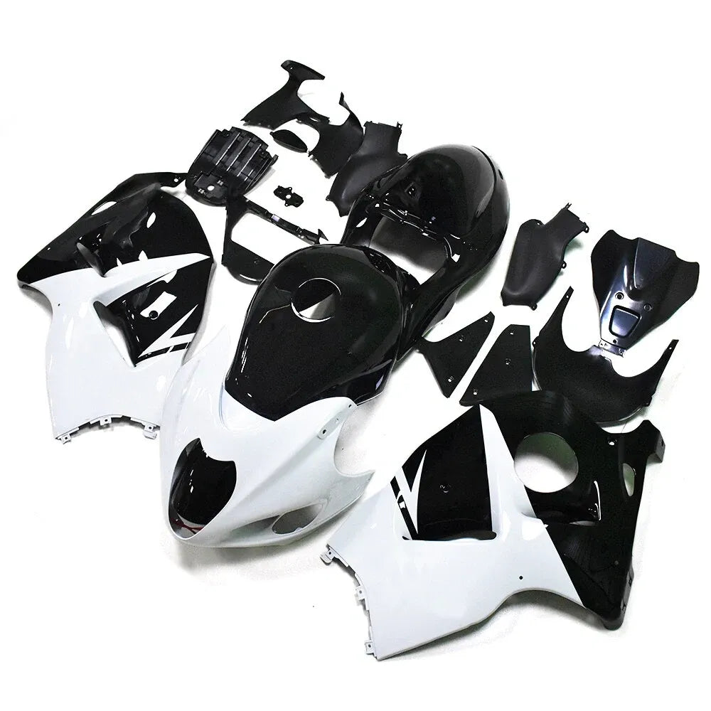 Suzuki GSXR1300 Hayabusa Black and White Fairing Kit 1997-2007 - Front View