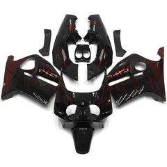 Black and Red Flame Fairing Kit For Honda CBR250RR MC19 1988-1989
