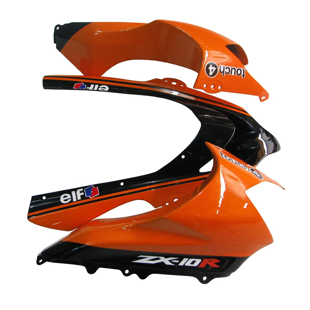 Kawasaki ZX-10R 2004-2005 Orange Black Green Claw Style B fairing kit side layout with logos-image 5