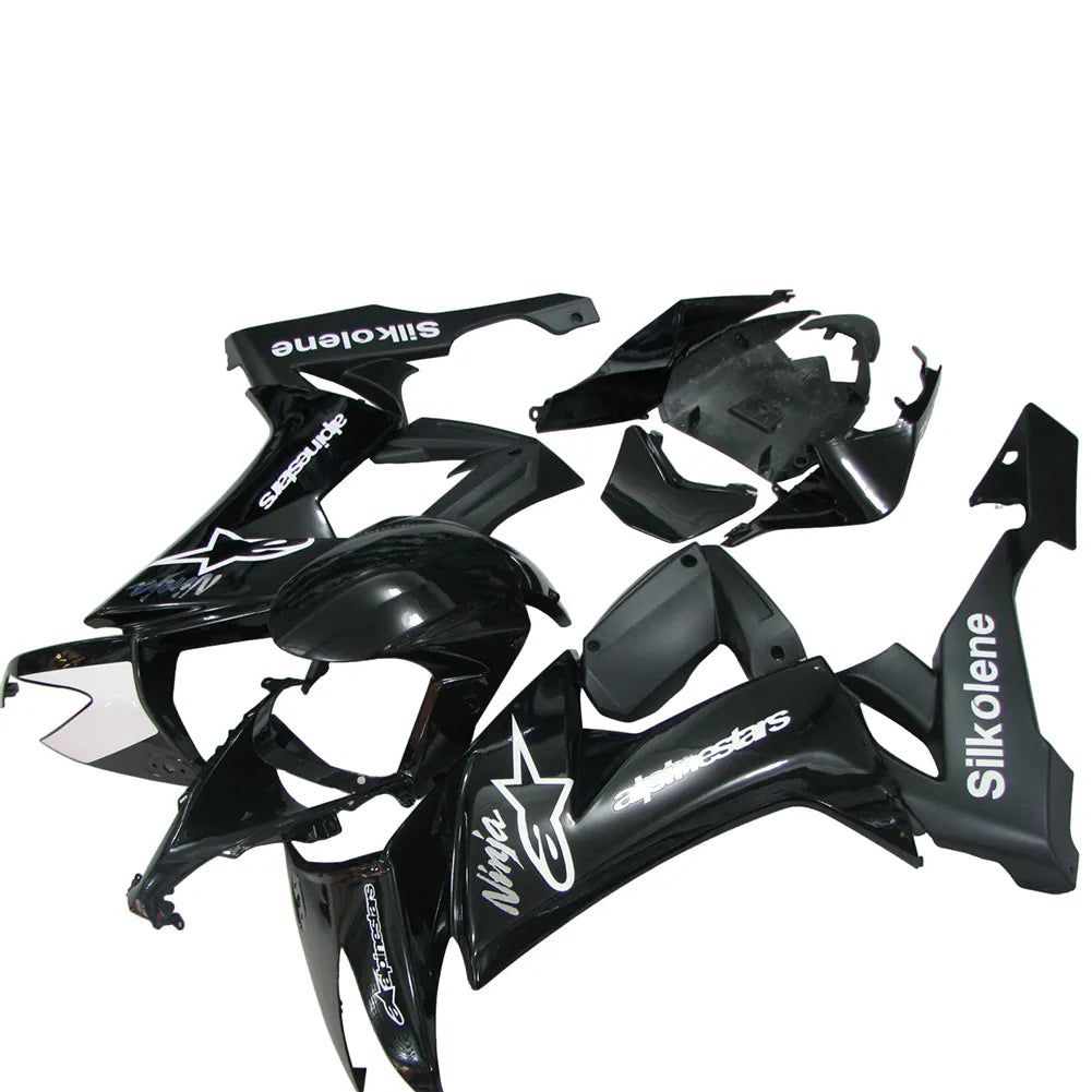 Kawasaki ZX-10R 2008-2010 Black White Matte Black Fairing Kit without Logos