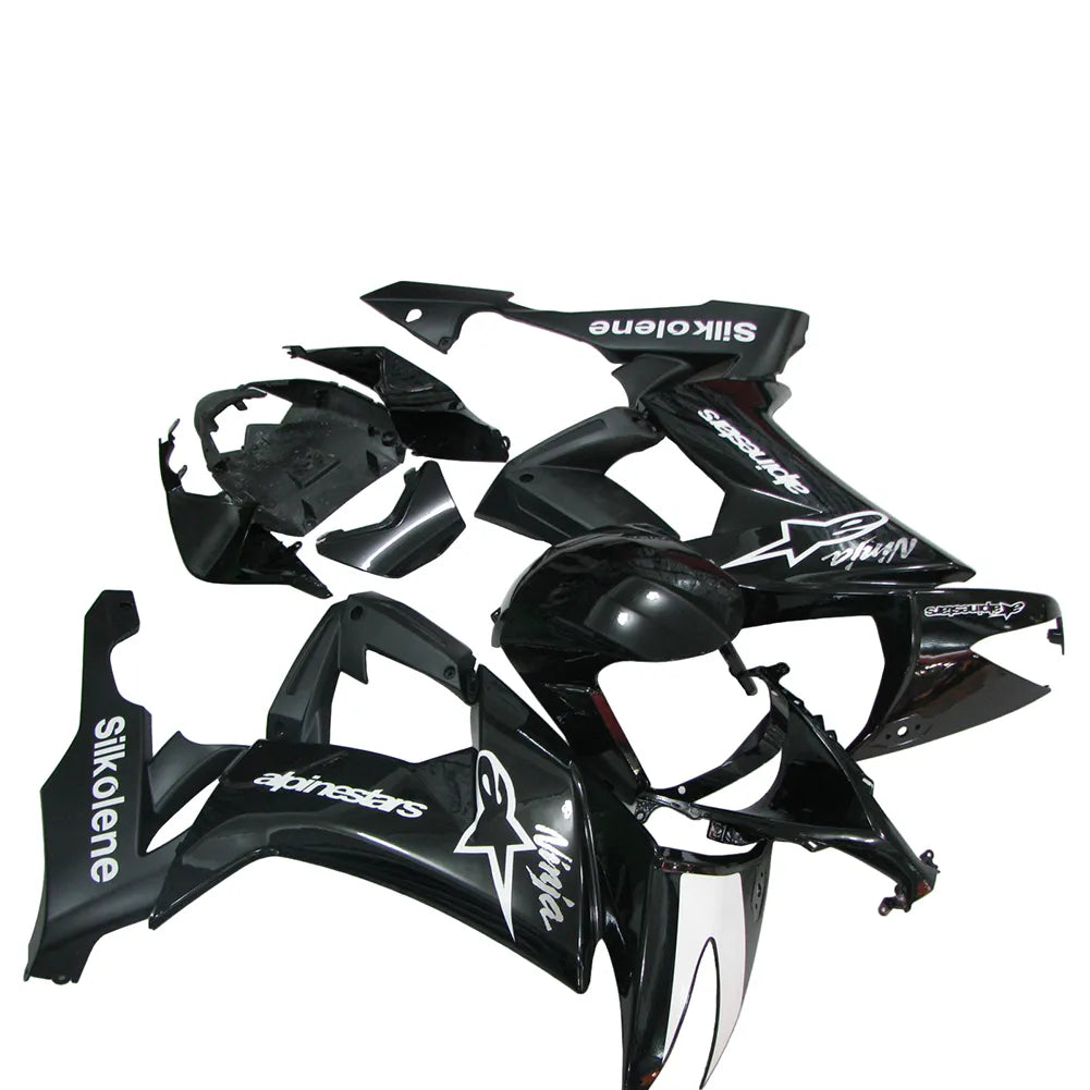 Kawasaki ZX-10R 2008-2010 Black White Matte Black Fairing Kit without Logos