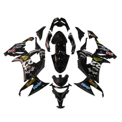 Kawasaki ZX-10R 2008-2010 Black Yellow Claw Graphics Fairing Kit without Logos