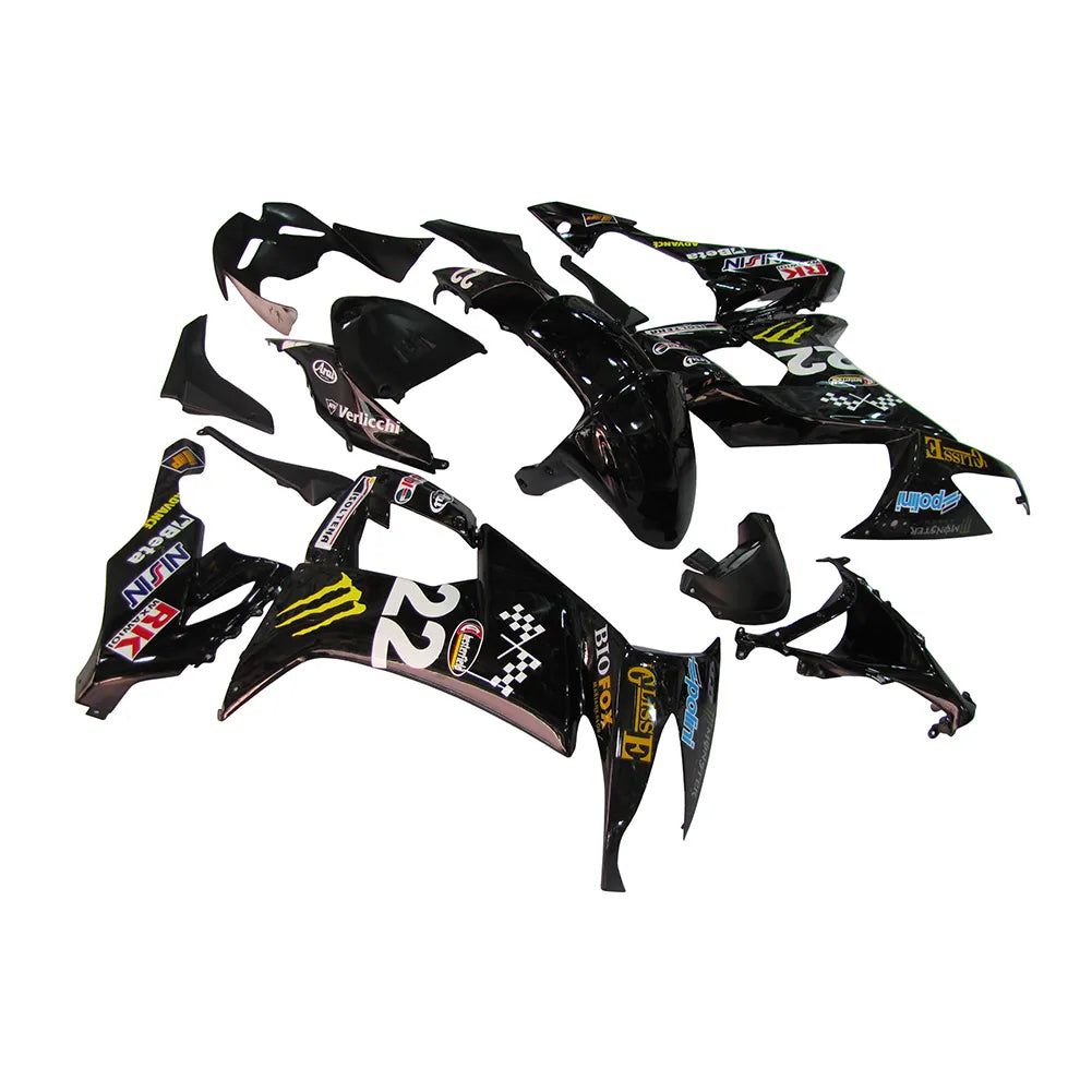 Kawasaki ZX-10R 2008-2010 Black Yellow Claw Graphics Fairing Kit without Logos