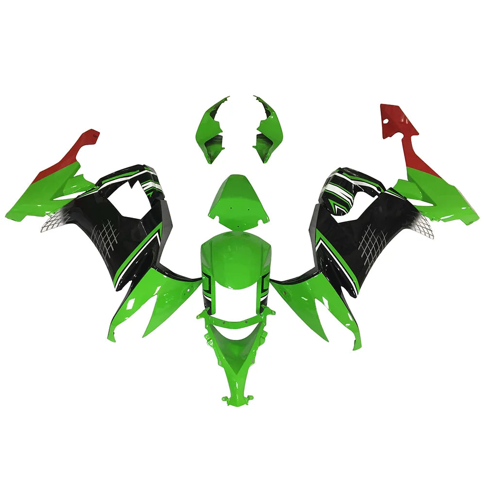 Kawasaki ZX-10R 2008-2010 Green Black Red Fairing Kit without Logos