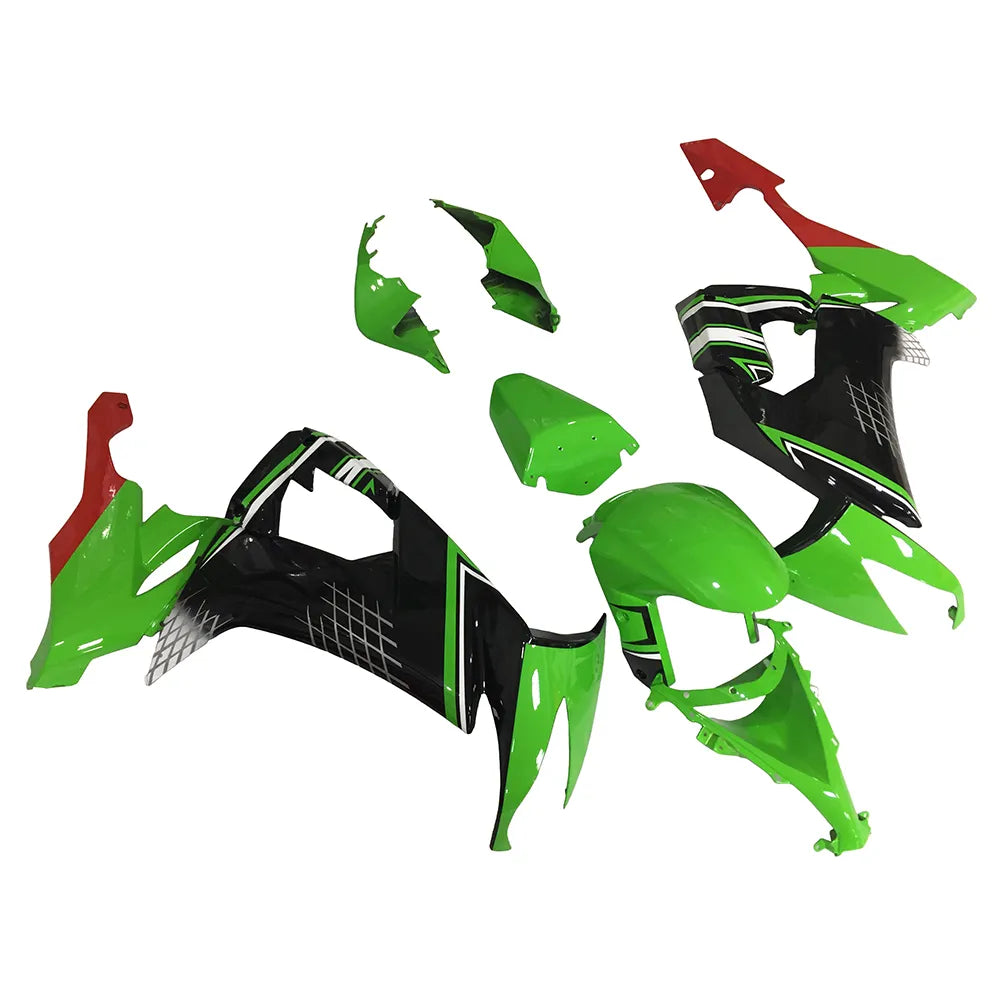 Kawasaki ZX-10R 2008-2010 Green Black Red Fairing Kit without Logos