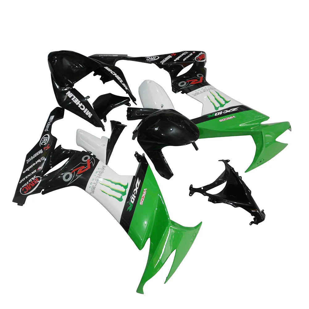 Kawasaki ZX-10R 2008-2010 Green Claw Graphics Style A Fairing Kit without Logos