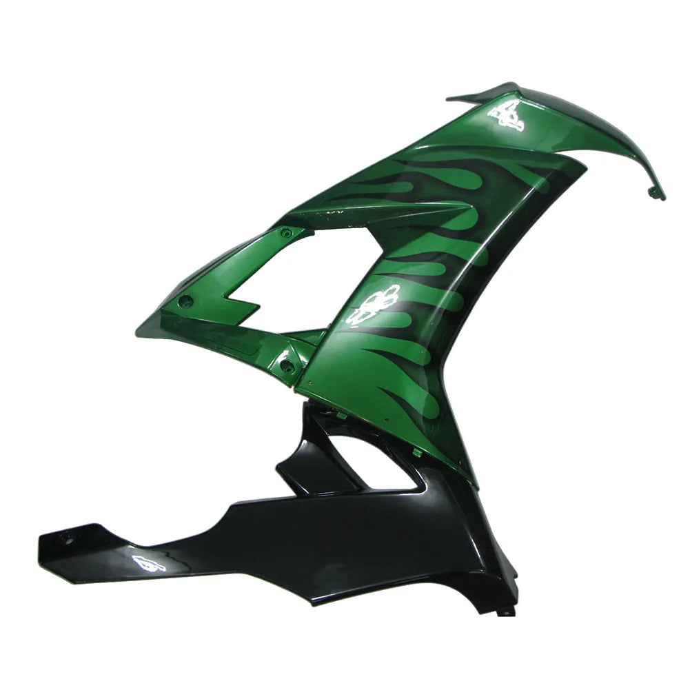 Kawasaki ZX-10R 2008-2010 Pearl Green Black Flame Fairing Kit without Logos