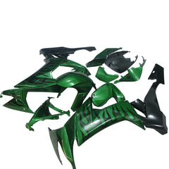 Kawasaki ZX-10R 2008-2010 Pearl Green Black Flame Fairing Kit without Logos