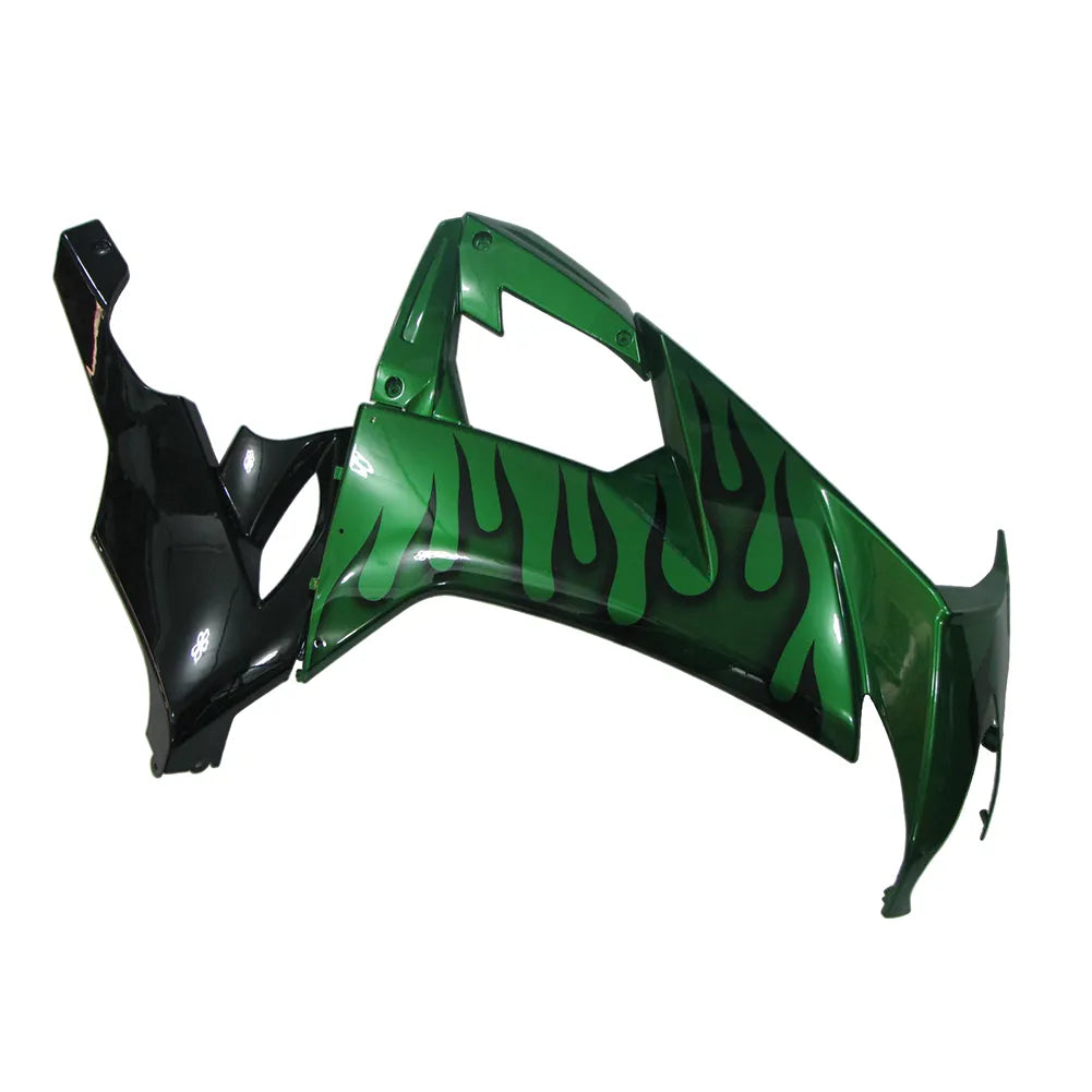 Kawasaki ZX-10R 2008-2010 Pearl Green Black Flame Fairing Kit without Logos