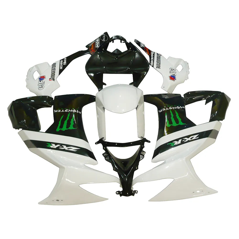 Kawasaki ZX-10R 2008-2010 White Black Green Claw Graphics Fairing Kit without Logos