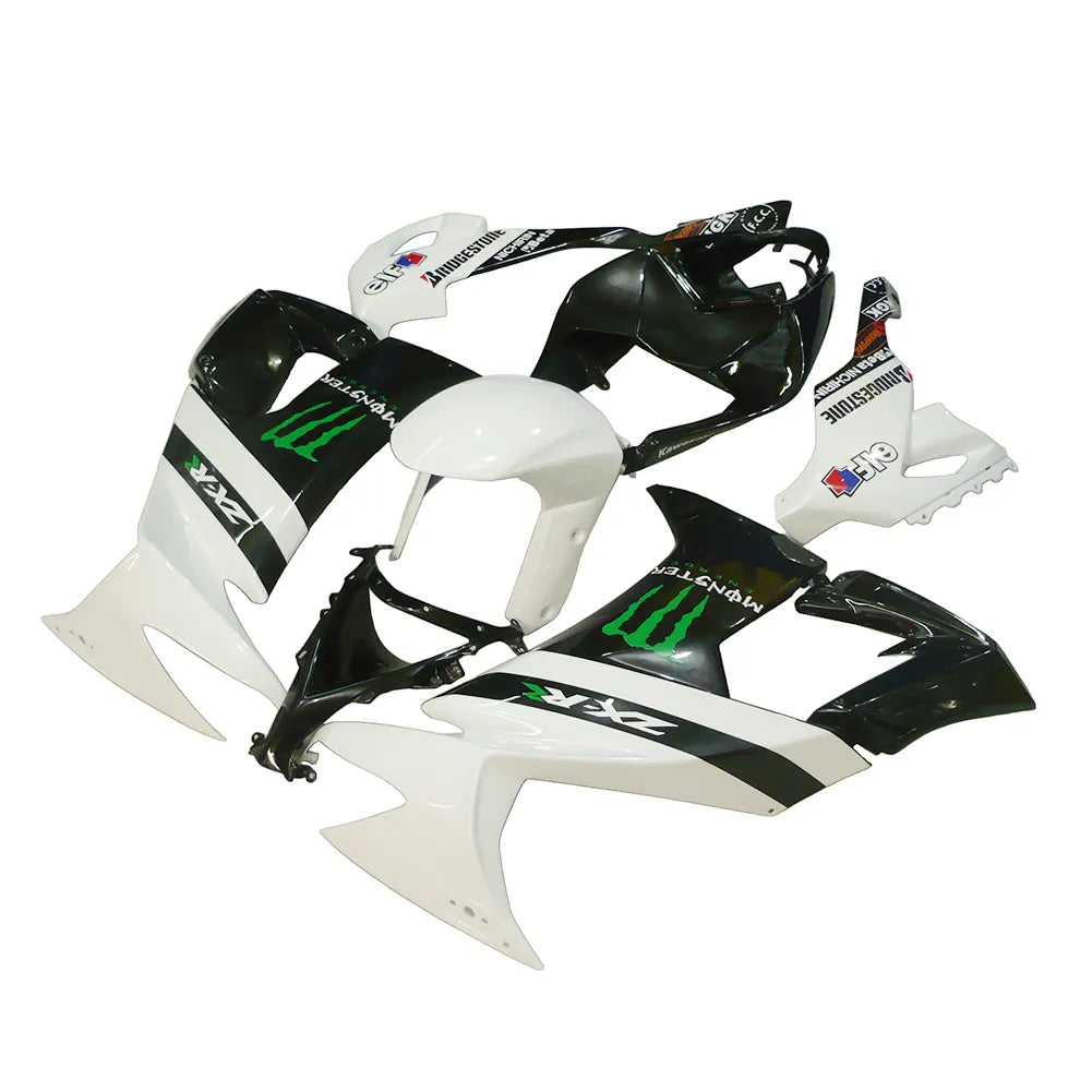 Kawasaki ZX-10R 2008-2010 White Black Green Claw Graphics Fairing Kit without Logos