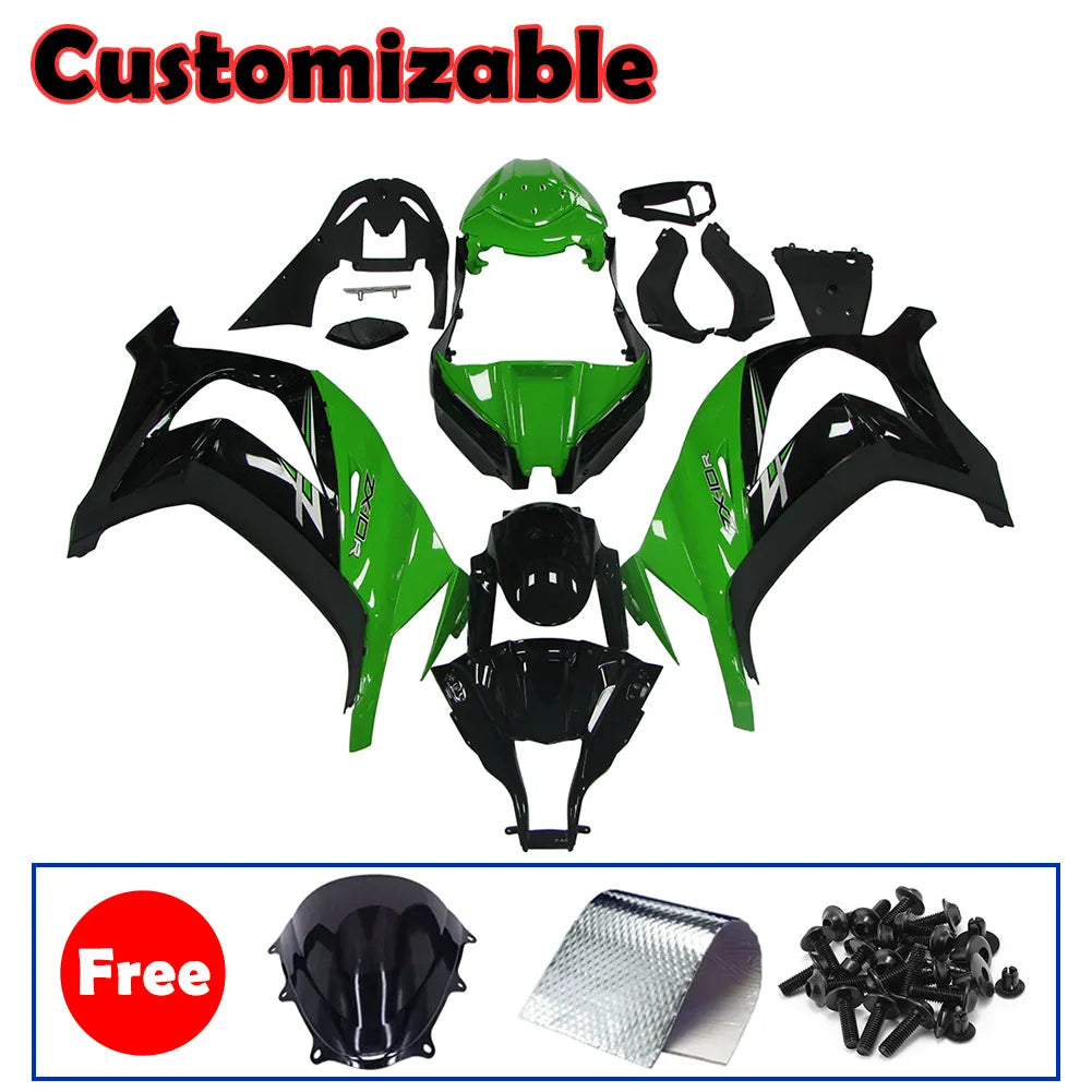 Kawasaki ZX-10R 2011-2015 Green Black Style A Fairing Kit without Logos