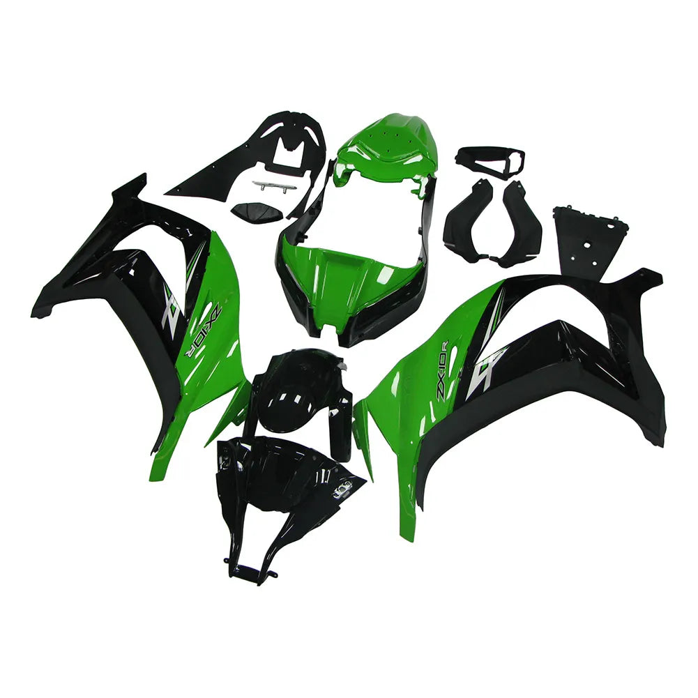 Kawasaki ZX-10R 2011-2015 Green Black Style A Fairing Kit without Logos