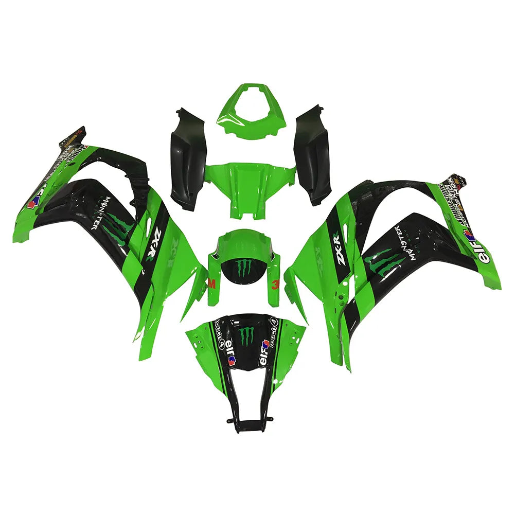 Kawasaki ZX-10R 2011-2015 Green Claw Graphics Fairing Kit without Logos