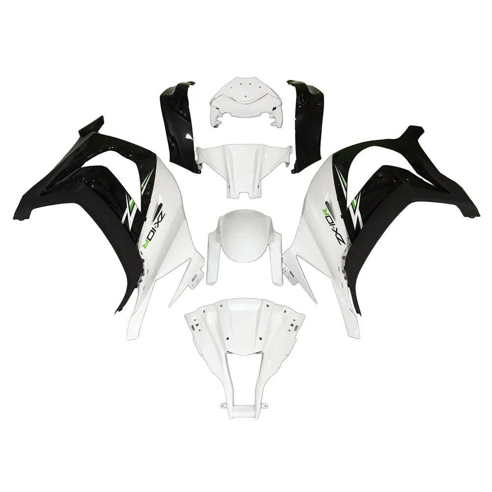 Kawasaki ZX-10R 2011-2015 White Black Lettered Fairing Kit without Logos