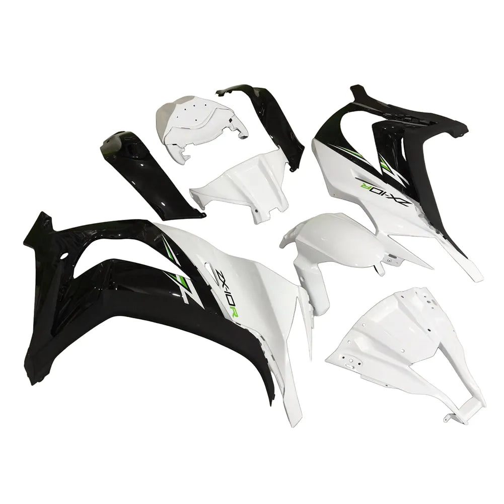Kawasaki ZX-10R 2011-2015 White Black Lettered Fairing Kit without Logos