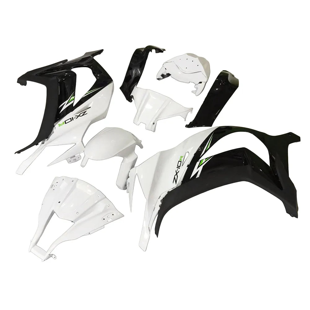 Kawasaki ZX-10R 2011-2015 White Black Lettered Fairing Kit without Logos
