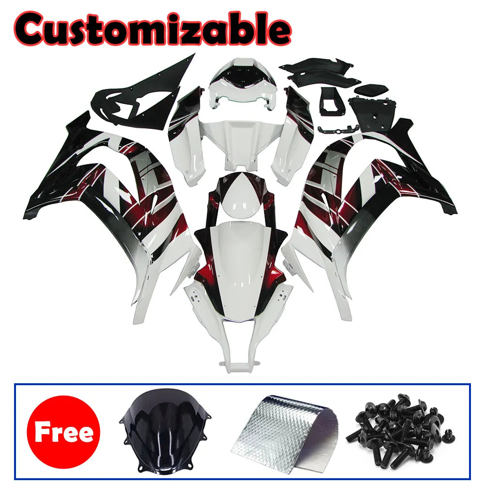 Kawasaki ZX-10R 2011-2015 White Red Black Fairing Kit without Logos