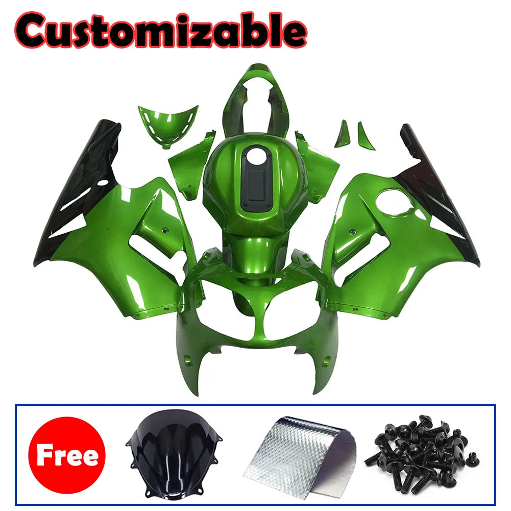Kawasaki ZX-12R 2000-2001 Pearl Green Black No Lettering Fairing Kit without Logos