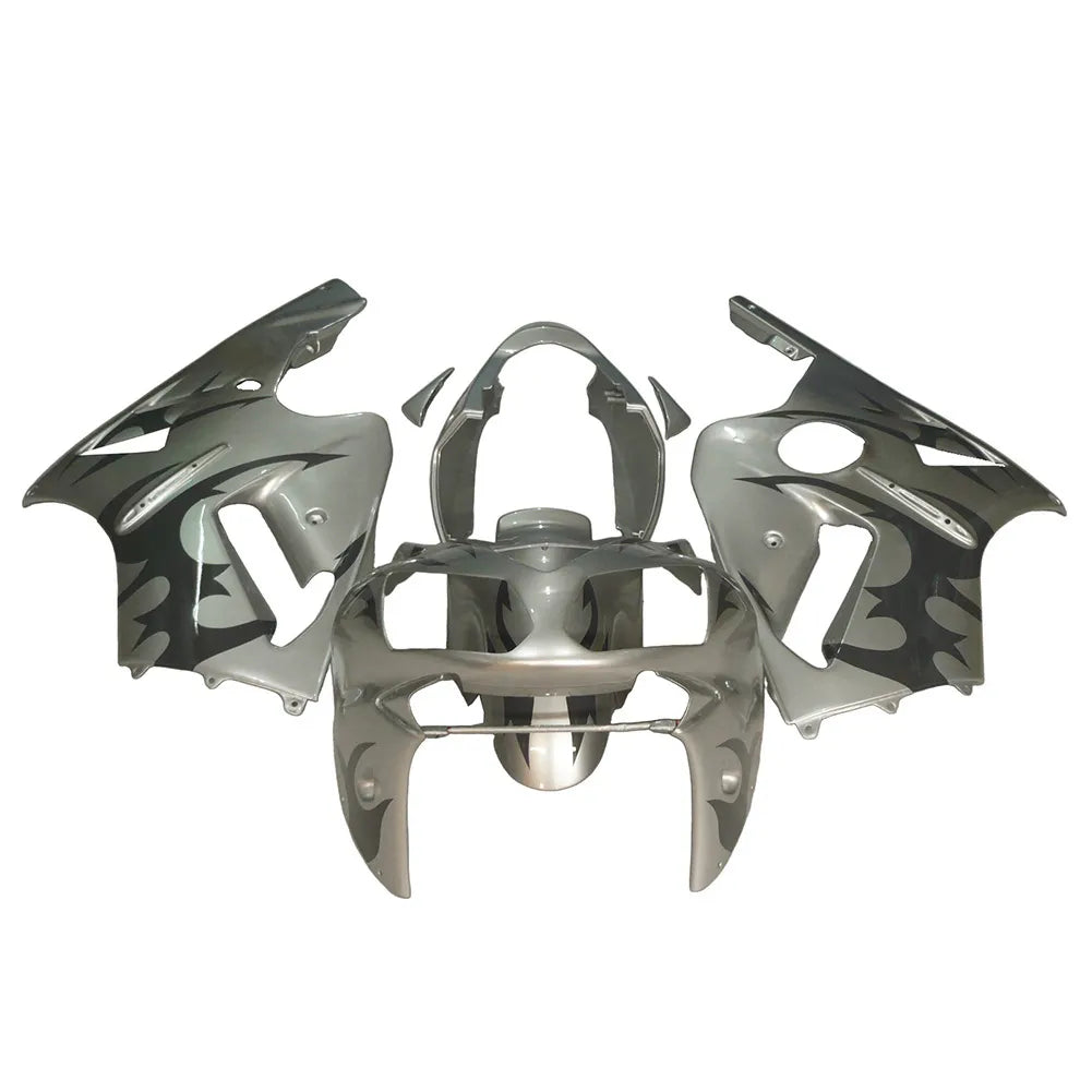 Kawasaki ZX-12R 2002-2006 Silver White Black Flame Fairing Kit without Logos