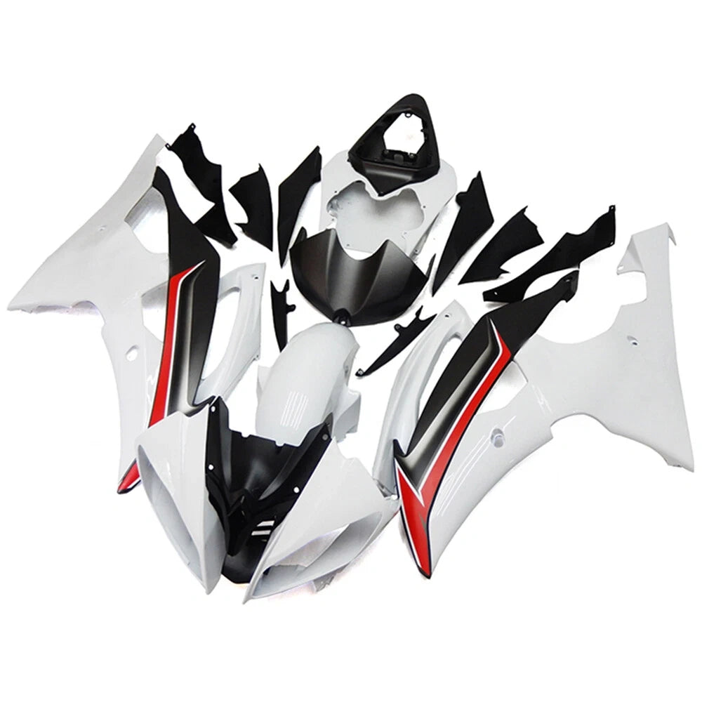 Black and White Fairing Kit For Yamaha YZF-600 R6 2008-2016