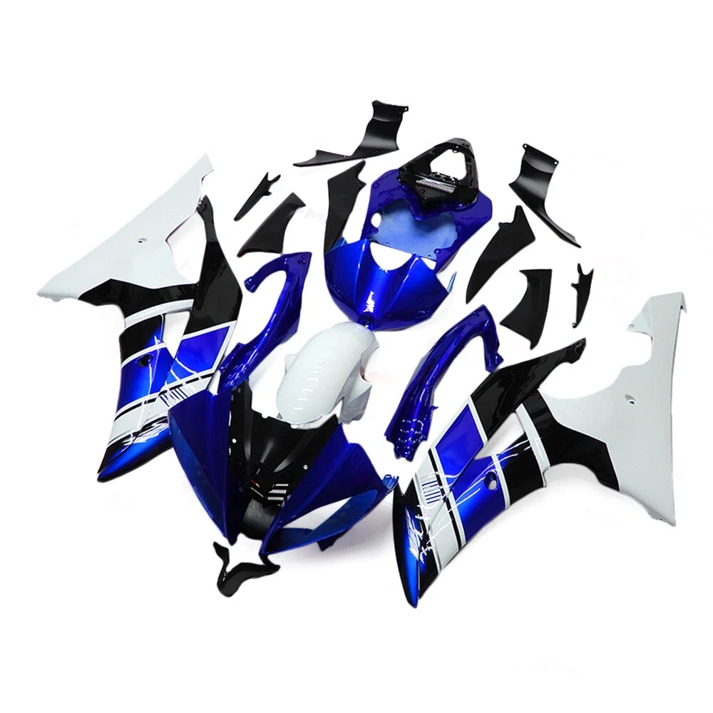 Blue and White Fairing Kit For Yamaha YZF-600 R6 2008-2016