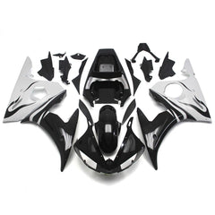 Black and White Fairing Kit For Yamaha YZF-600 R6 2003-2004