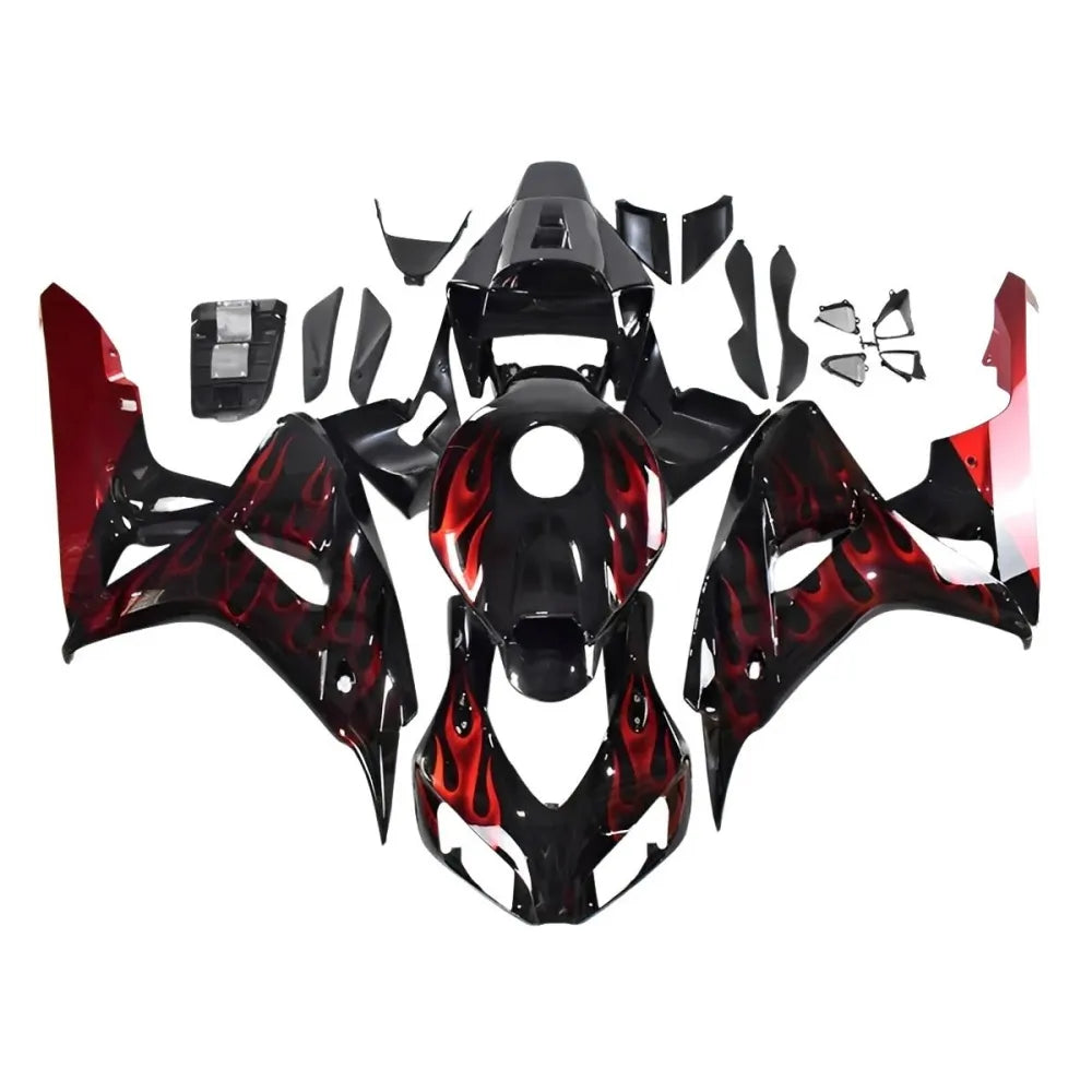 Black and Red Flame Fairing Kit For Honda CBR1000RR 2006-2007
